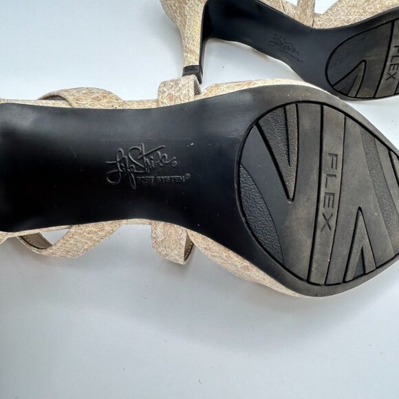 LifeStride Flex Seamless Beige Faux Snakeskin Heels Crisscross Strap 8.5 Pointed - Picture 9 of 9
